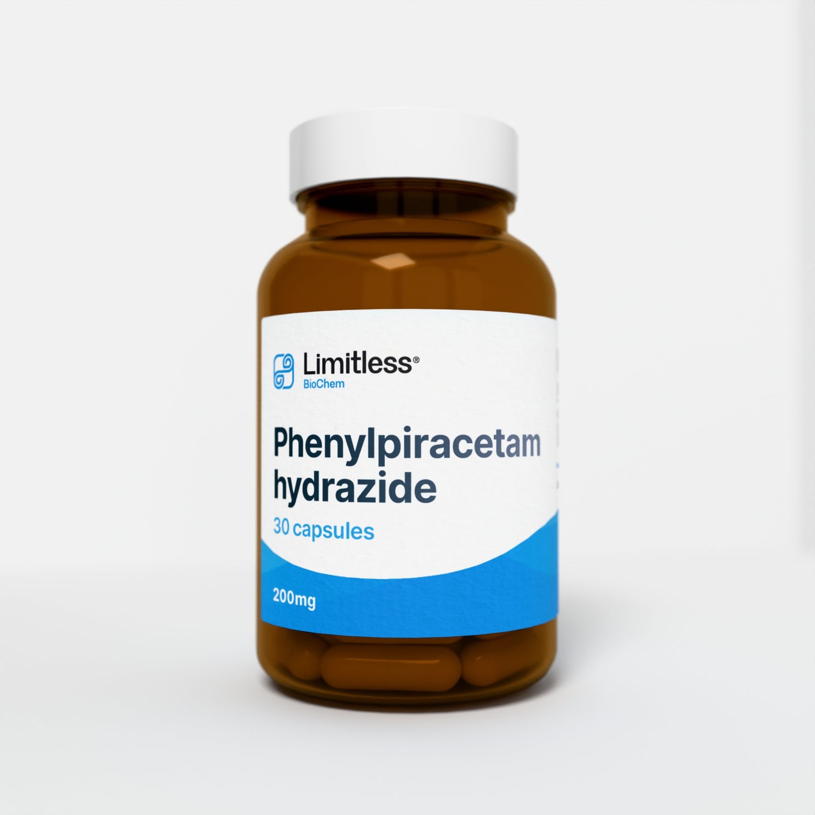 Phenylpiracetam Hydrazide 200 mg research capsules – 30 count bottle (Limitless BioChem)